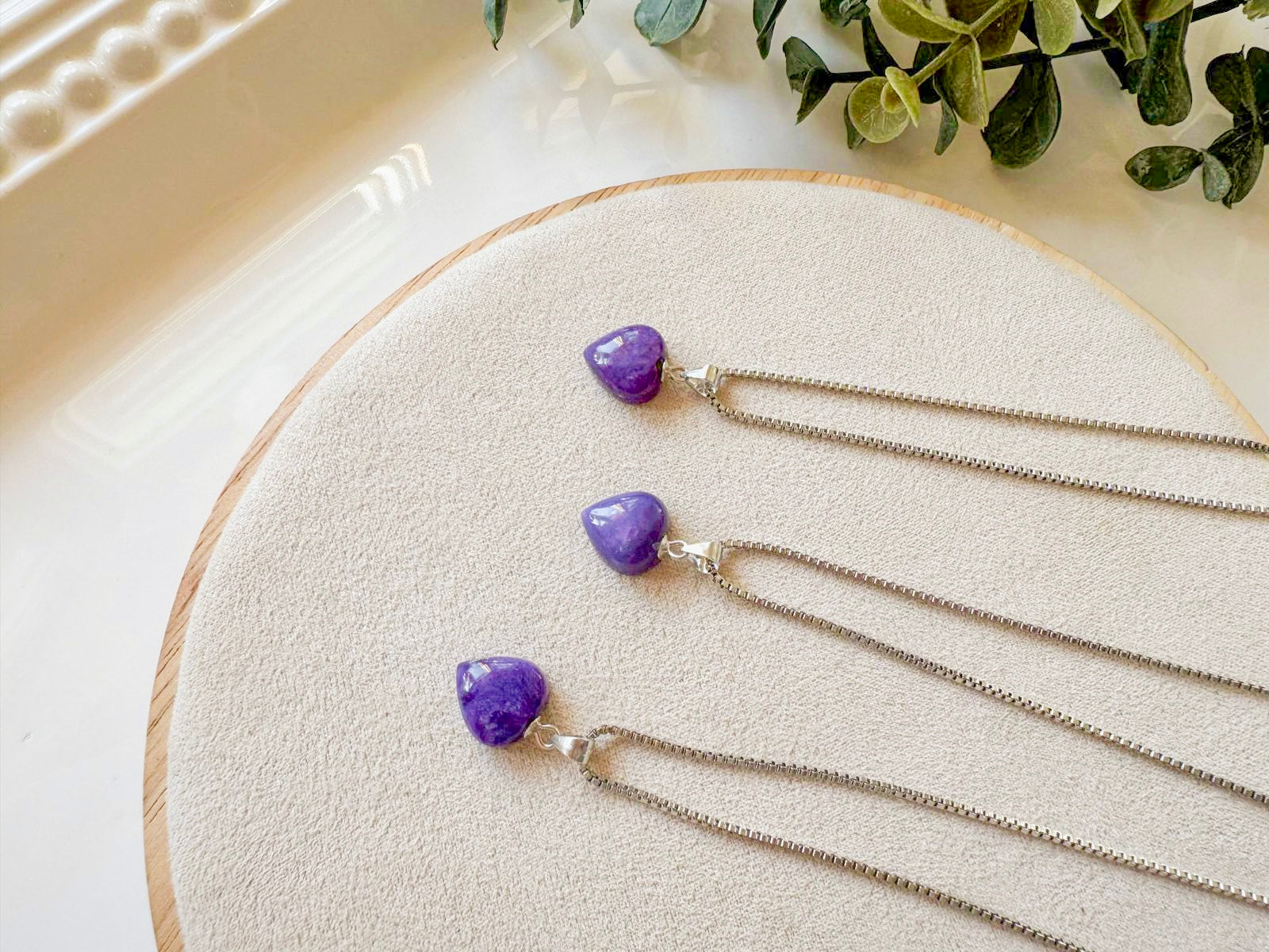 Charoite Mini Heart Sterling Necklace