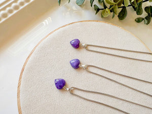 Charoite Mini Heart Sterling Necklace