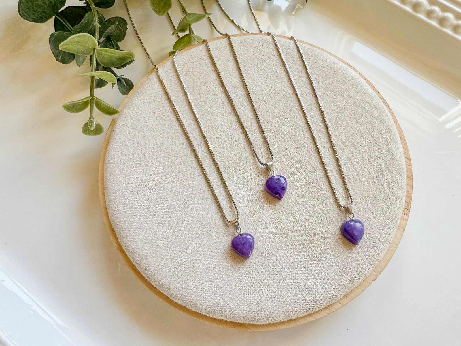 Charoite Mini Heart Sterling Necklace