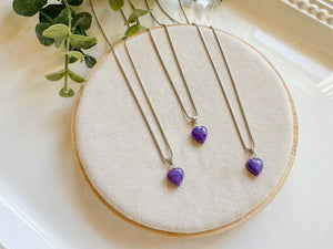 Charoite Mini Heart Sterling Necklace