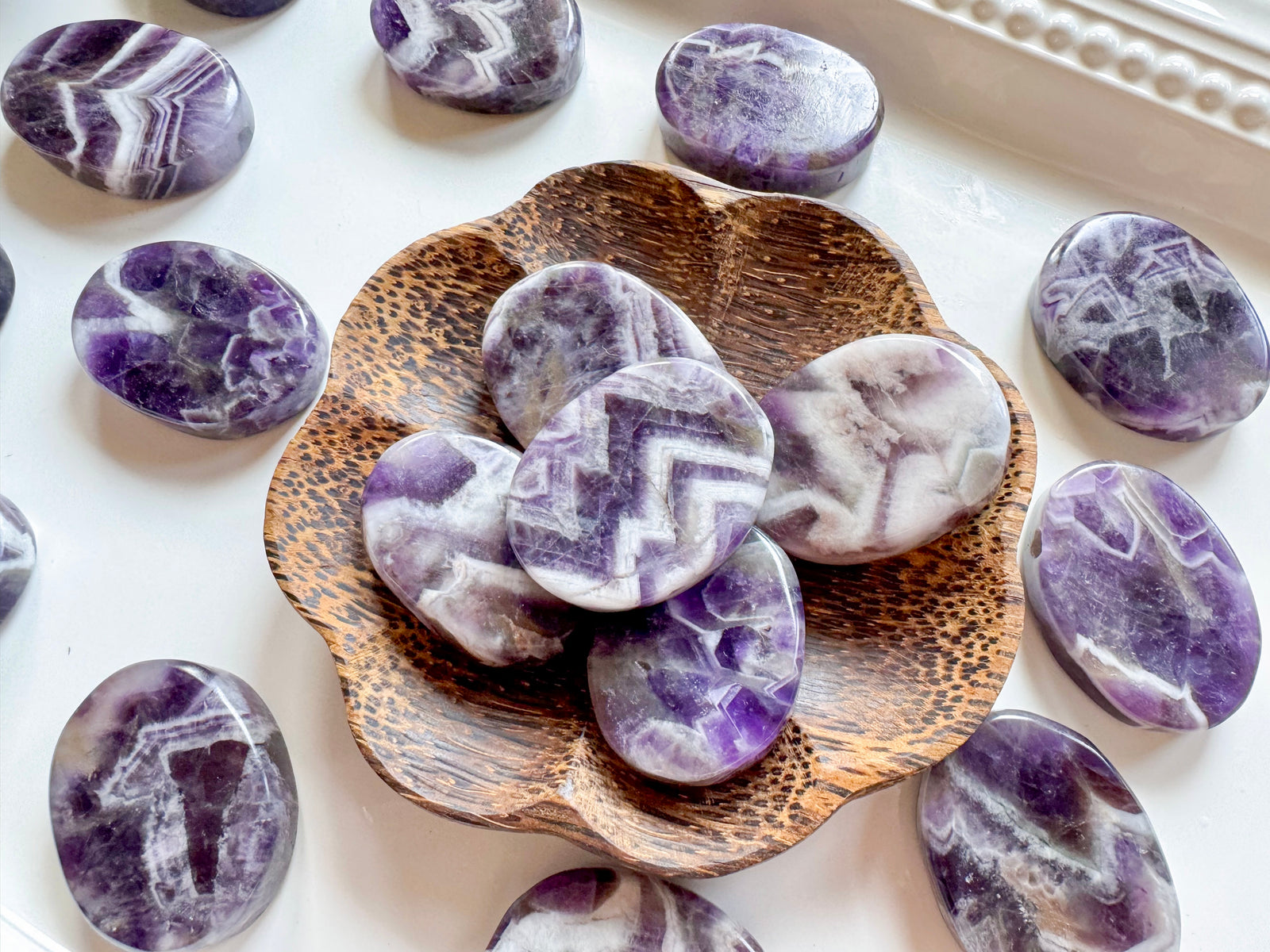 Chevron (Dream) Amethyst Flat Palm Stone

