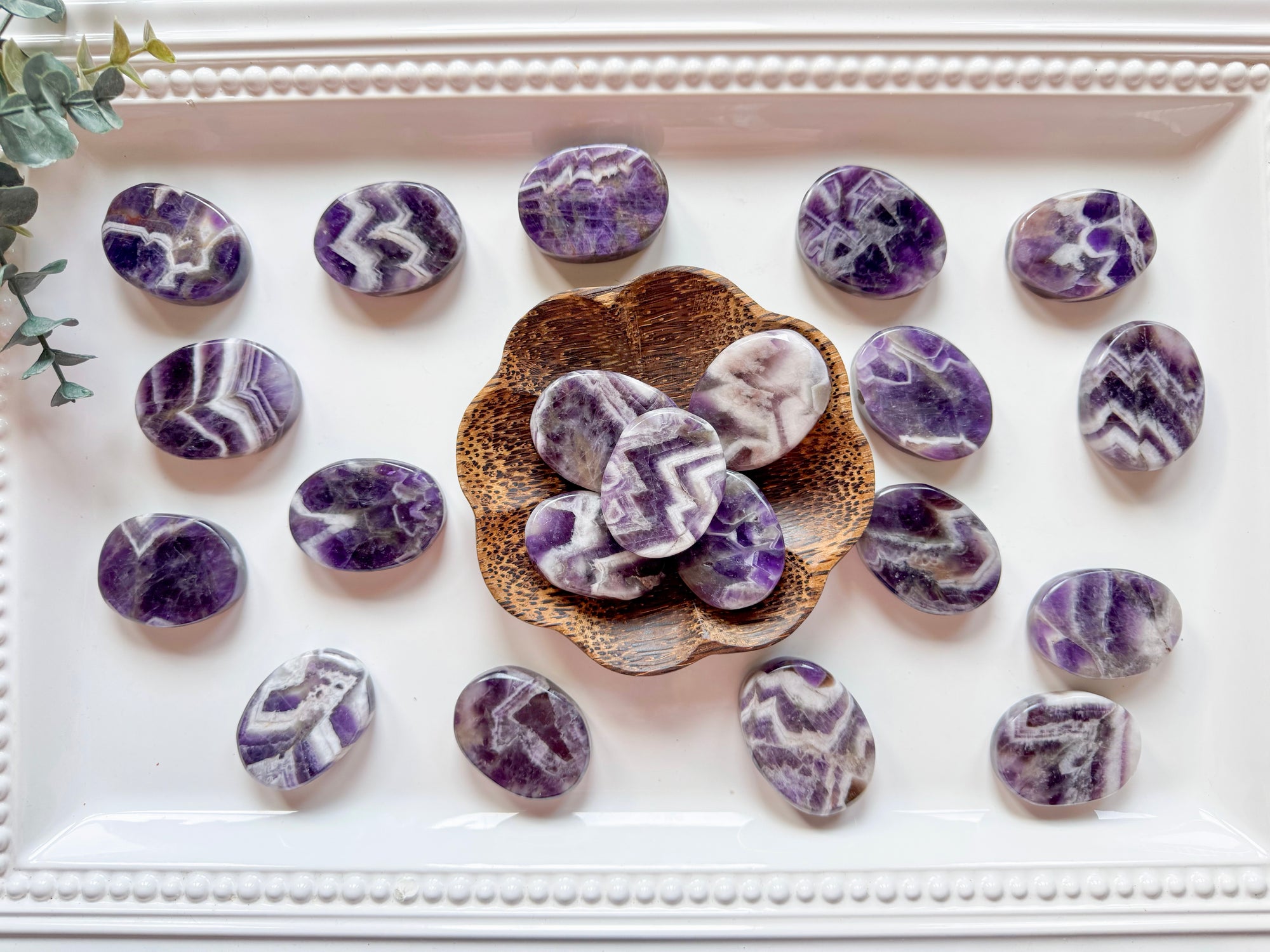 Chevron (Dream) Amethyst Flat Palm Stone
