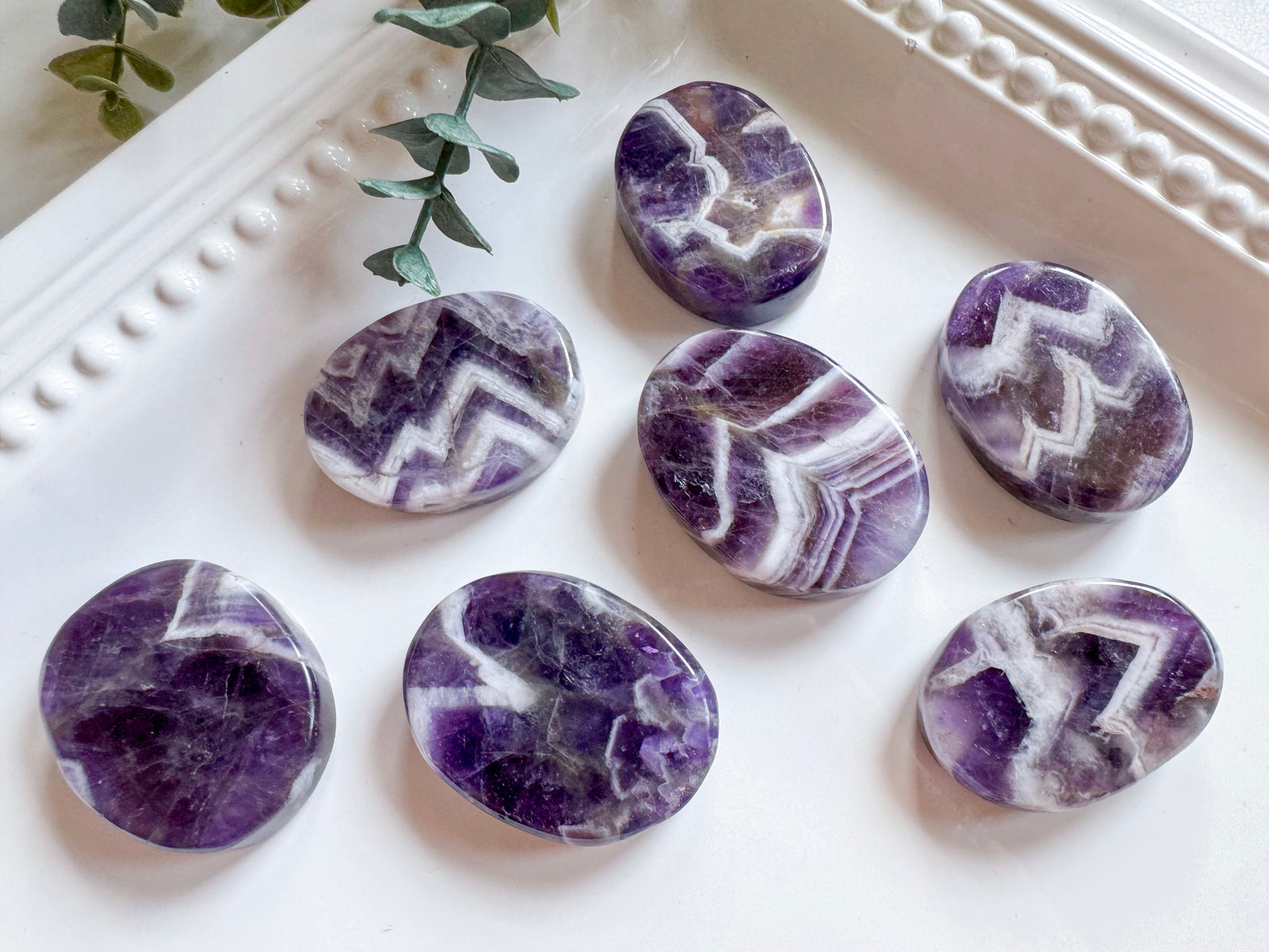 Chevron (Dream) Amethyst Flat Palm Stone
