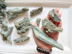 Chlorite on Quartz Raw Specimens || Inner Mongolia, China