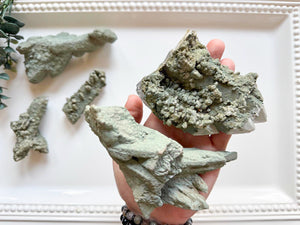 Chlorite on Quartz Raw Specimens || Inner Mongolia, China