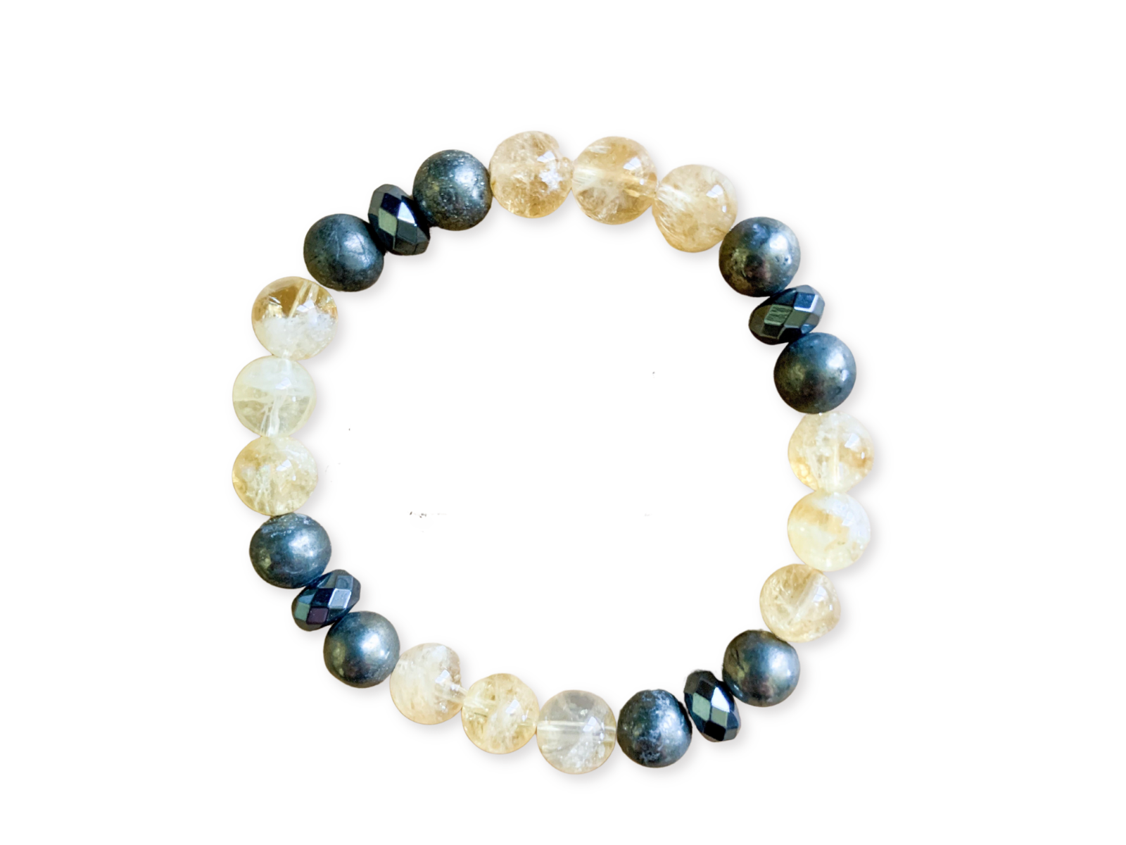 Citrine_Pyrite_HematiteBeadedBraceletReikiInfused_1