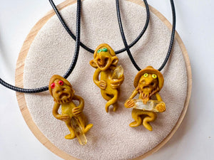 Clay & Crystal Point Troll Necklace