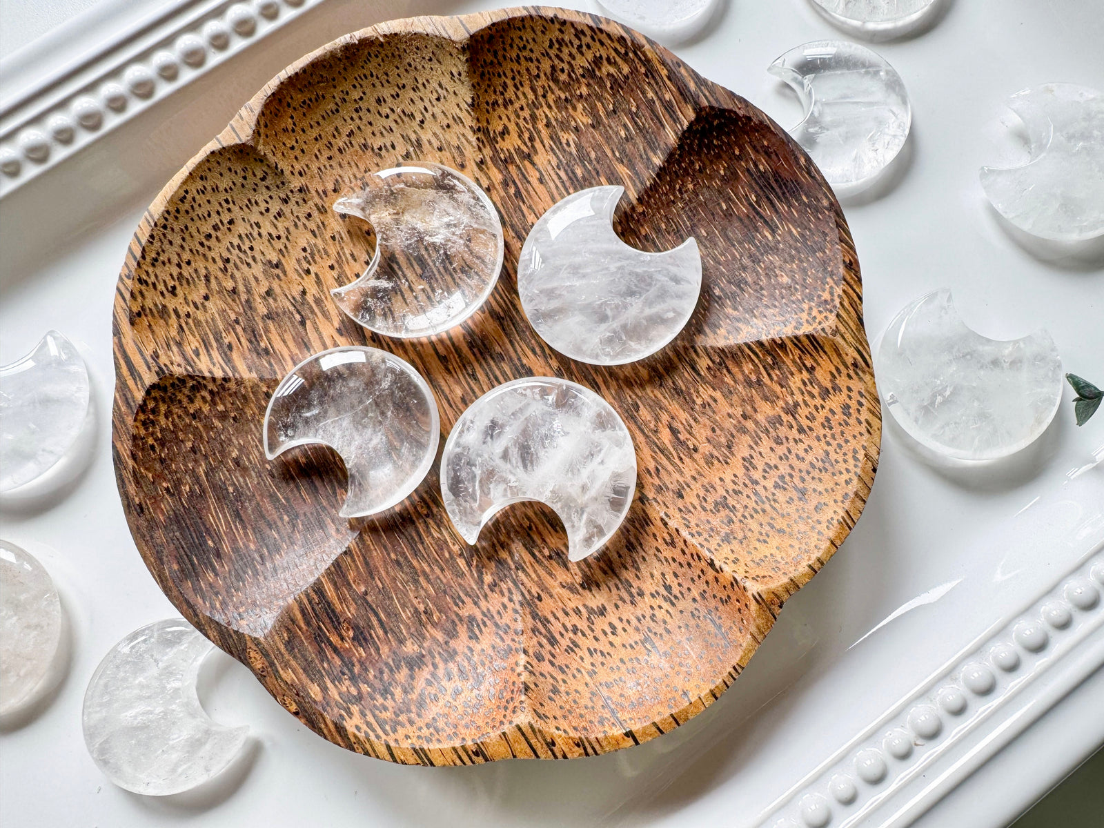 Clear Quartz Crescent Moon Carving