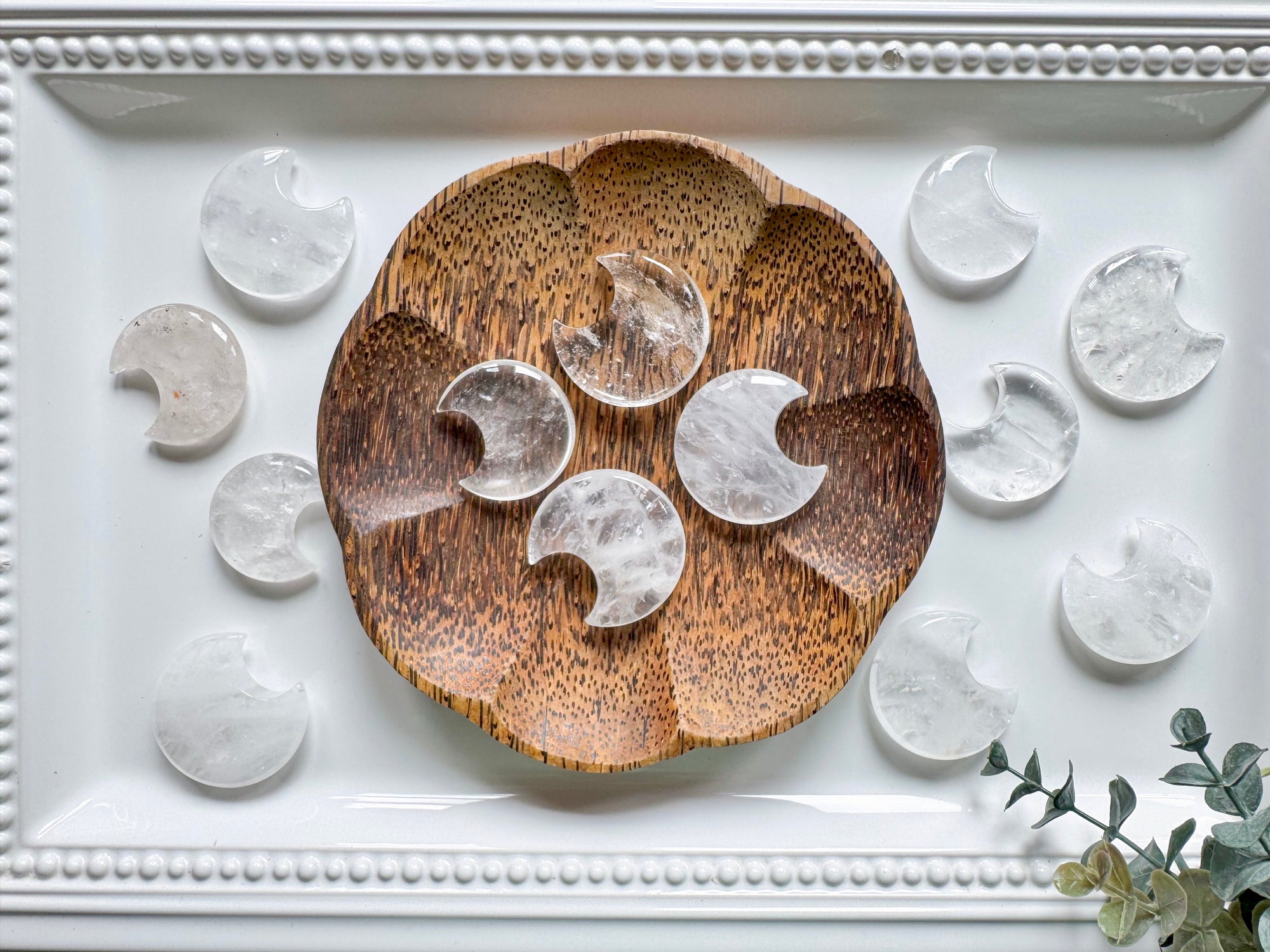 Clear Quartz Crescent Moon Carving