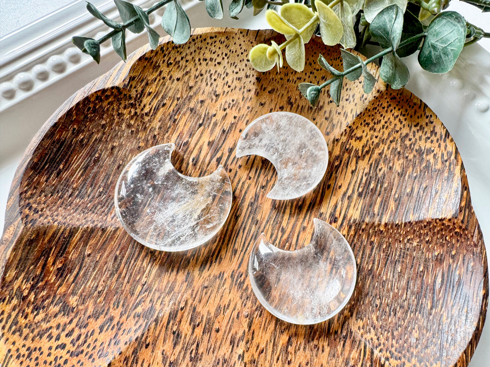 Clear Quartz Crescent Moon Carving