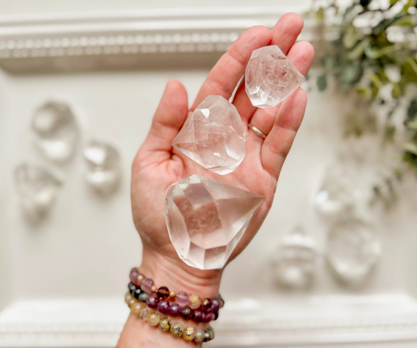 Clear Quartz Faceted Diamond Free Form