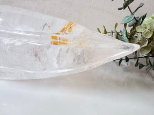 Clear Quartz Skull Traveler with Golden Healer || Brazil || Pitico