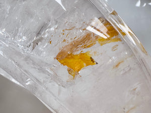 Clear Quartz Skull Traveler with Golden Healer || Brazil || Pitico