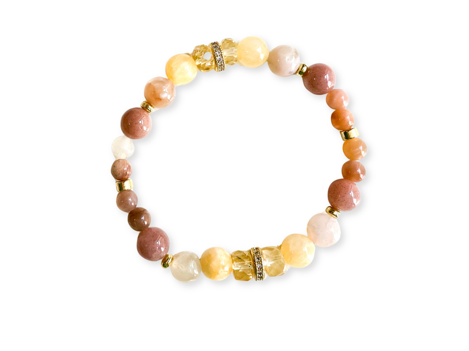 Connecting with Archangels || Archangel Azrael || Yellow Calcite, Flower Agate, Moonstone & Citrine Beaded Bracelet