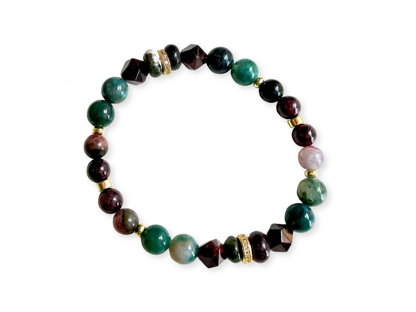 Connecting with Archangels || Archangel Metatron || Rainbow Tourmaline, Moss Agate & Garnet Beaded Bracelet