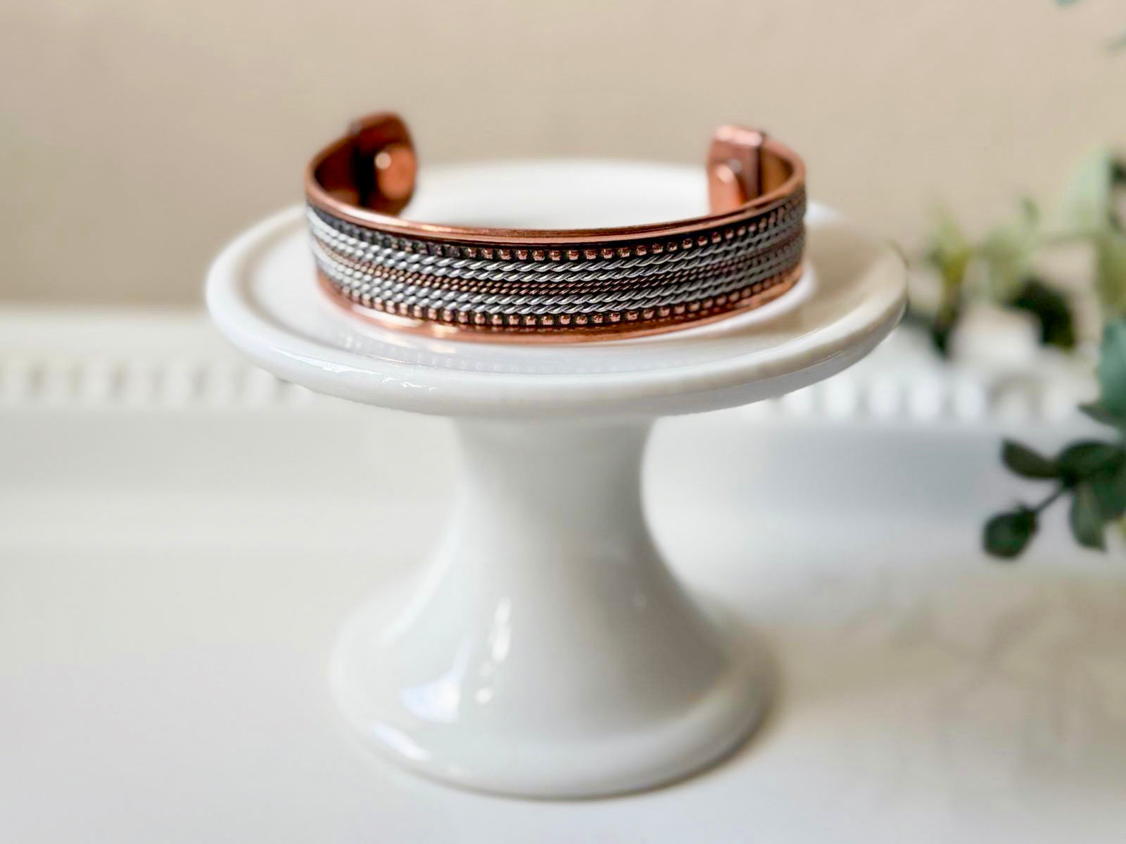Copper Twist Silver Magnetic Bracelet