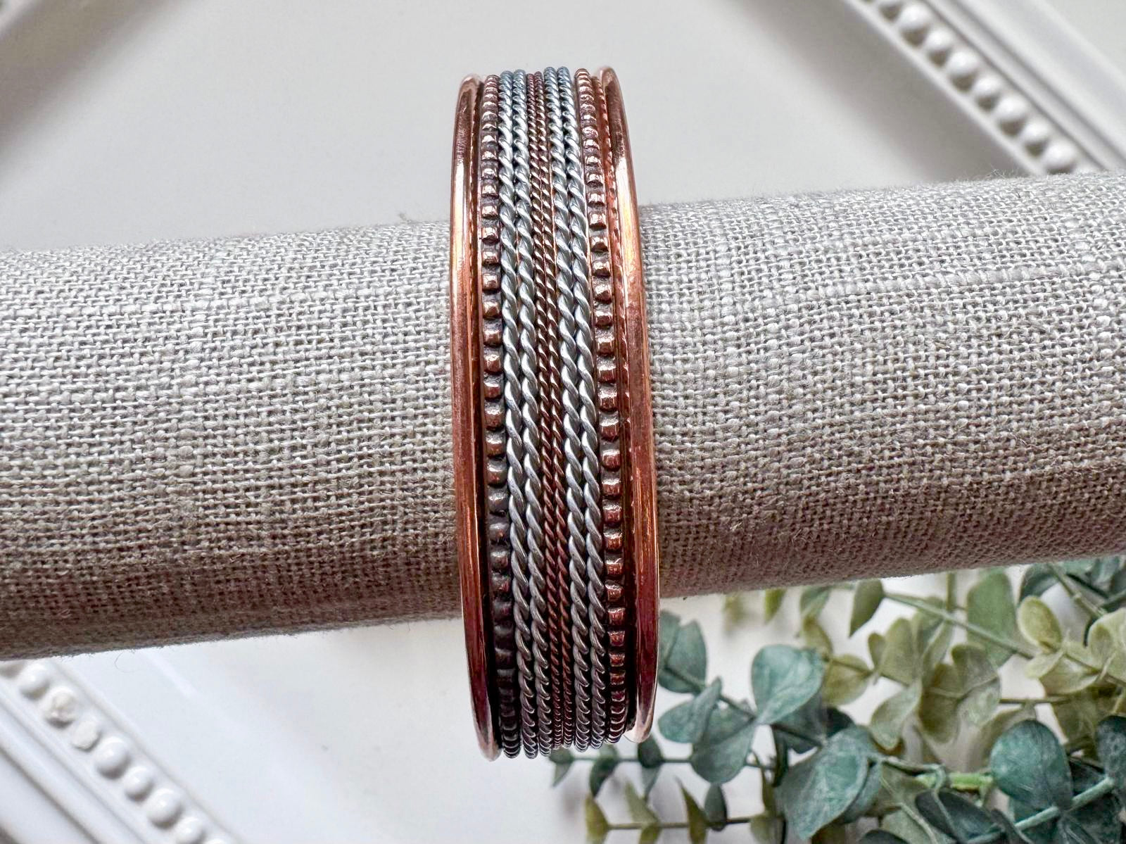 Copper Twist Silver Magnetic Bracelet