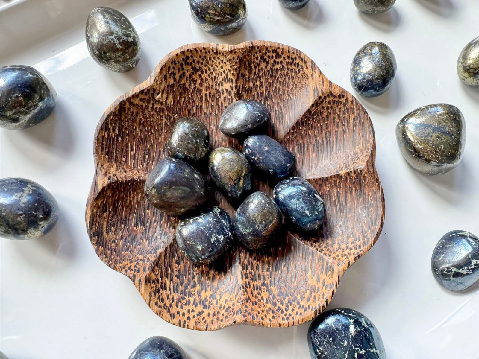 Covellite & Chalcopyrite Tumbled Stone || Shiny Finish
