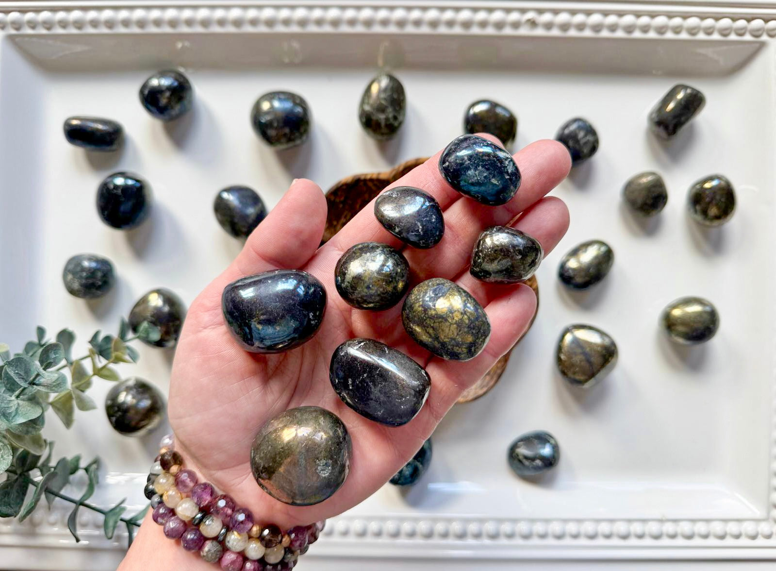 Covellite & Chalcopyrite Tumbled Stone || Shiny Finish