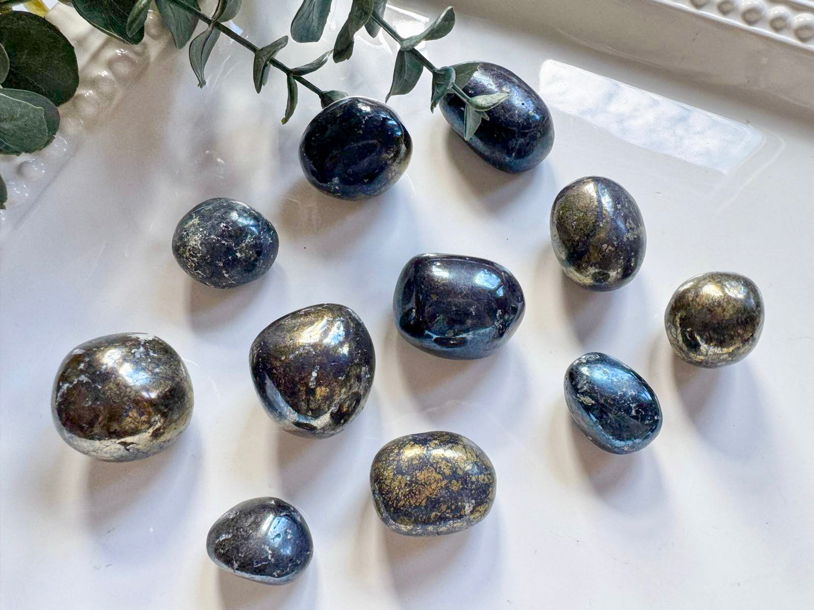 Covellite & Chalcopyrite Tumbled Stone || Shiny Finish