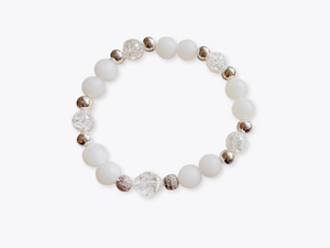 Crackle Clear Quartz & Matte Snow Quartz Bracelet || Reiki Infused
