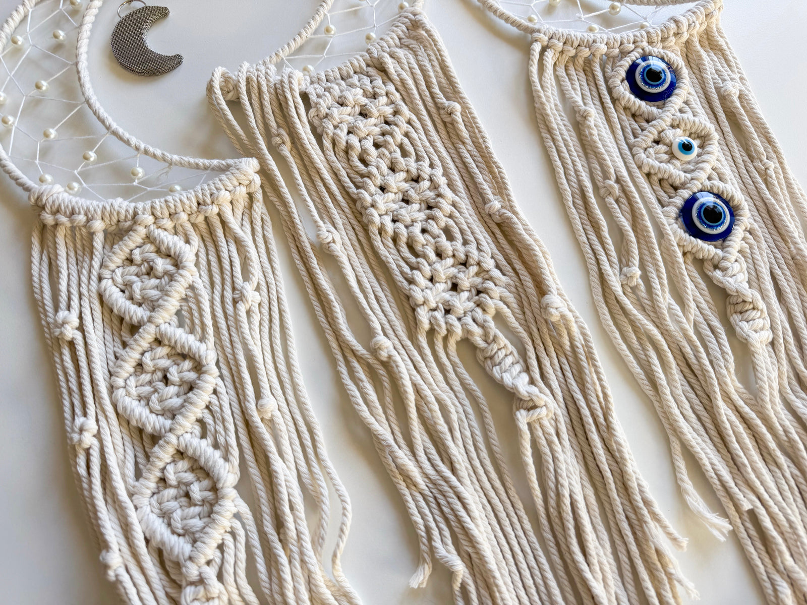 Crescent Moon Pearl Macramé Dreamcatcher