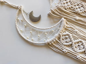 Crescent Moon Pearl Macramé Dreamcatcher