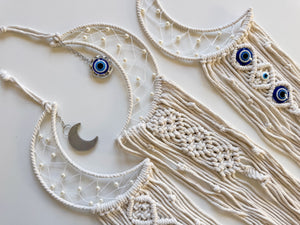 Crescent Moon Pearl Macramé Dreamcatcher