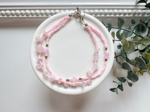 Crystal & Bead Anklet || Crystal Chip