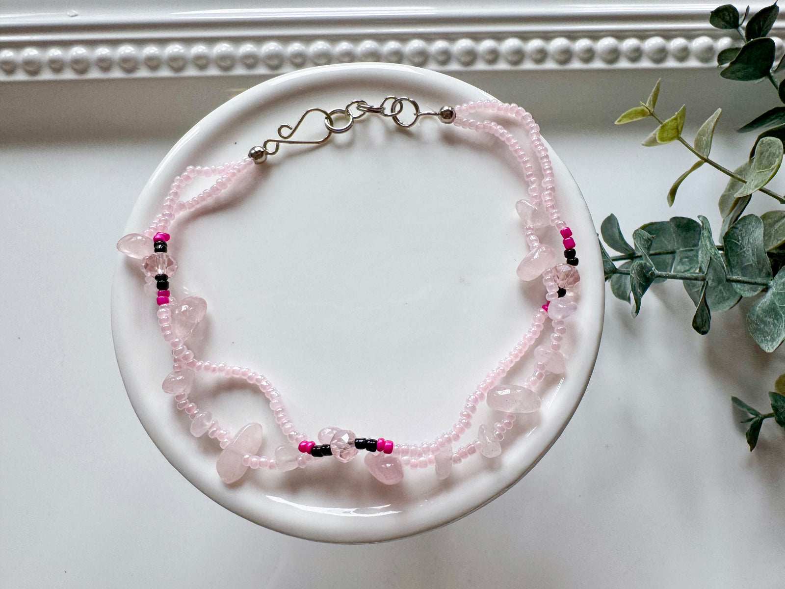 Crystal & Bead Anklet || Crystal Chip