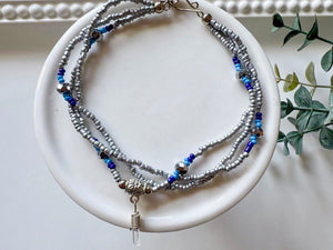 Crystal & Bead Anklet || Crystal Point
