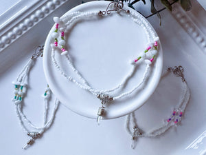 Crystal & Bead Anklet || Crystal Point