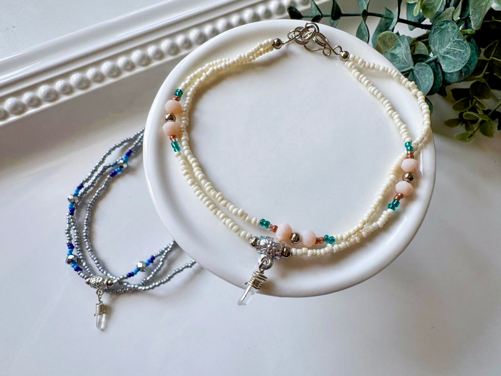 Crystal & Bead Anklet || Crystal Point