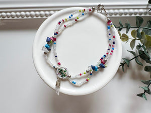 Crystal & Bead Anklet || Dreamcatcher Crystal Point