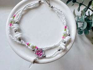 Crystal & Bead Anklet || Dreamcatcher Crystal Point