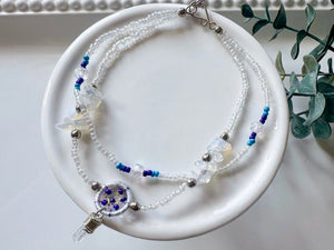 Crystal & Bead Anklet || Dreamcatcher Crystal Point