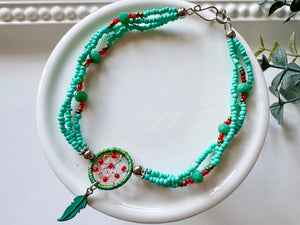 Crystal & Bead Anklet || Dreamcatcher Feather