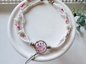 Crystal & Bead Anklet || Dreamcatcher Feather
