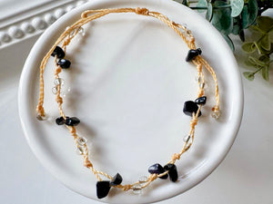 Crystal & Bead Anklet || Knot