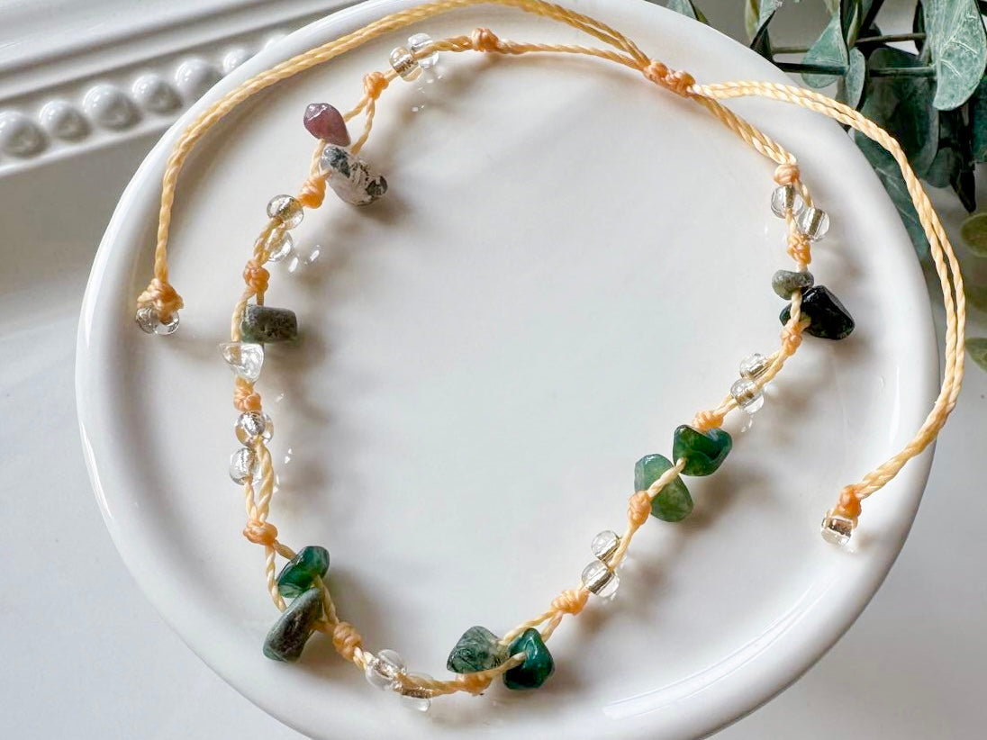 Crystal & Bead Anklet || Knot