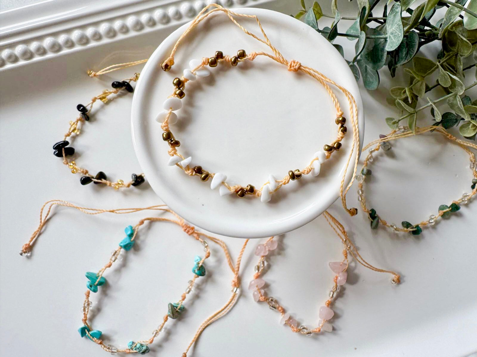 Crystal & Bead Anklet || Knot