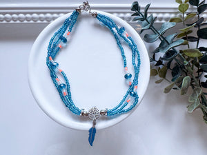 Crystal & Bead Anklet || Tree of Life Feather