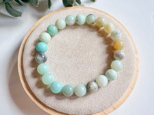 Crystal Beaded Bracelet 8mm || Reiki Infused Amazonite