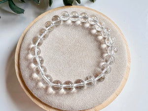 Crystal Beaded Bracelet 8mm || Reiki Infused Clear Quartz