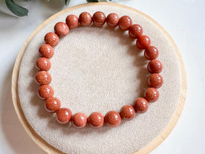 Crystal Beaded Bracelet 8mm || Reiki Infused Goldstone