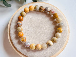 Crystal Beaded Bracelet 8mm || Reiki Infused Crazy Lace Agate