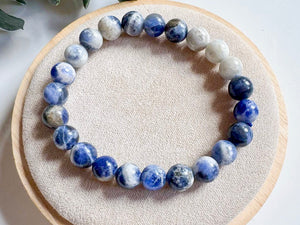 Crystal Beaded Bracelet 8mm || Reiki Infused Sodalite