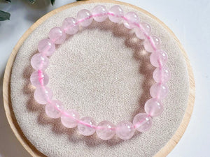 Crystal Beaded Bracelet 8mm || Reiki Infused Rose Quartz