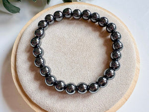 Crystal Beaded Bracelet 8mm || Reiki Infused Hematite