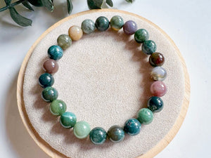 Crystal Beaded Bracelet 8mm || Reiki Infused Ocean Jasper